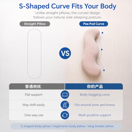 Pea Pod Body Pillow for Side Sleepers, S-Shaped Cooling Full Body Pillow - Image 5