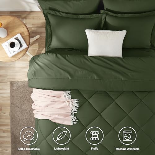 CozyLux King Comforter Set 102"x90" Olive Green - Image 2