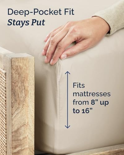 Full XL Sheets - 4 Piece Full XL Sheet Set - Breathable & Cooling - Wheat - Image 4