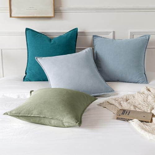 MIULEE Decorative Linen Pillow Covers 20x20 Inch Sage Green - Image 5