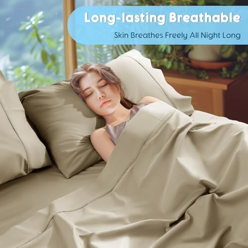 SONORO KATE 1000 Series 100% Egyptian Cotton Queen Sheets, Extra Deep Pocket - Image 6