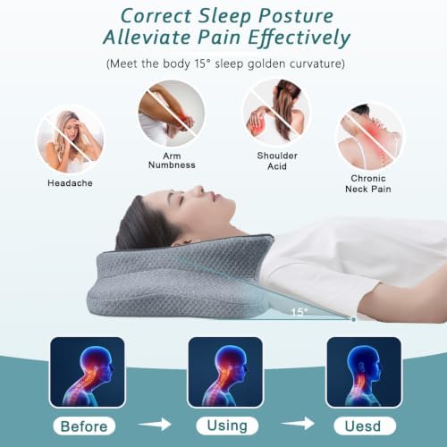 CHxxy Cervical Pillow for Neck Pain Relief, Memory Foam Pillows - Image 2
