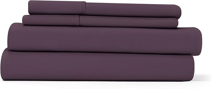 Linen Market Brushed Microfiber King Sheet Set 4 Piece – Oeko-TEX Certified Ultra Soft & Wrinkle-Free - 16" Deep Pocket Sheets - Easy Care King Size - Purple