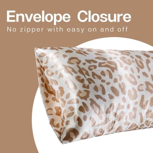 MR&HM Satin Pillowcase 2 Pack, Standard Size 20"x26", Champagne Leopard - Image 3