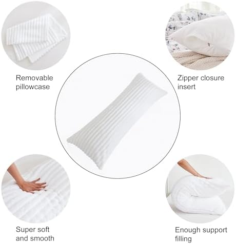 Full Body Pillow with Fluffy Stripe Faux Fur Removable Cover, Long Bed Pillow - Image 6