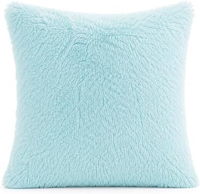 REAFORT Long Hair Faux Fur Euro Sham Cover 26"x26", Hidden Zipper by Reafort