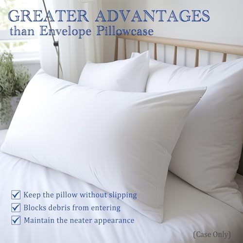 Body Pillow Cover, Precoco 100% Cotton Body Pillow Pillowcase-Premium White - Image 2