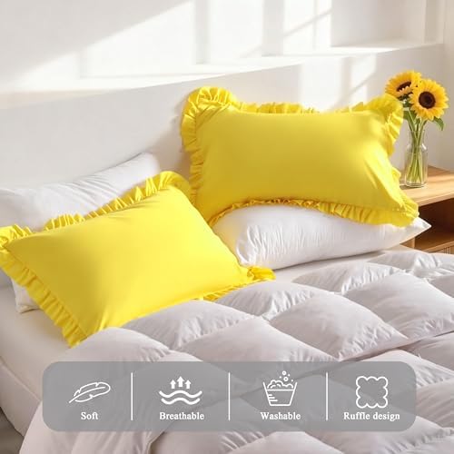 Ruffled Standard Pillow Shams, 2 Pack, 20x26 Inches - Image 4