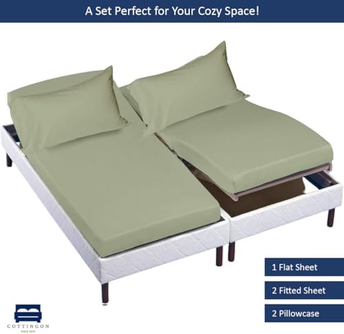 Cottingon 5 PC Split King Sheets Fits 16" Deep, Egyptian Cotton - Image 4