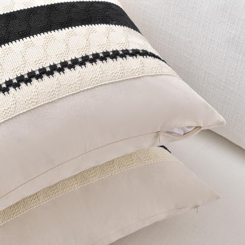 Fancy Homi Set of 1 Boho Black Long Lumbar Decorative Throw Pillow Cover 14x24 - Image 3