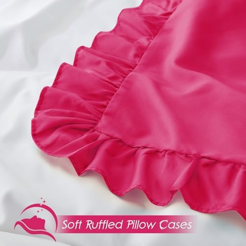 Ruffled Pillow Cases, Hot Pink, King 20"x36" - Image 4