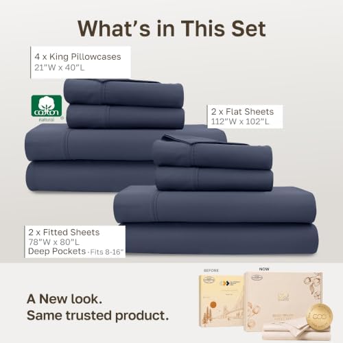 California Design Den 2-Pack Soft 100% Cotton Sateen King Sheet Set - Image 3