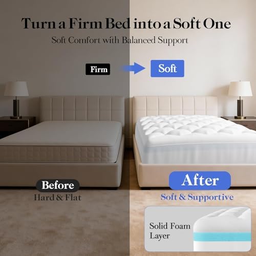 OhGeni Cooling 4 lnch Queen Size Dual Layer Mattress Topper, 2 Inch Gel Memory - Image 3