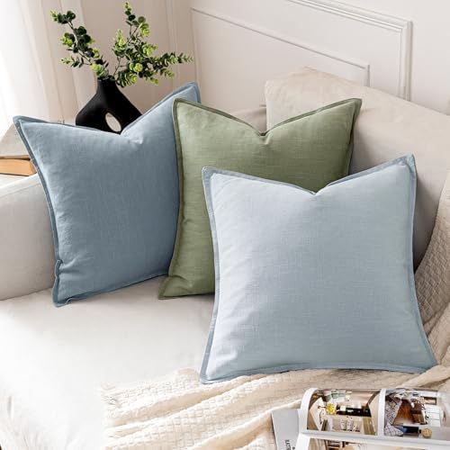 MIULEE Decorative Linen Pillow Covers 20x20 Inch Sage Green - Image 4