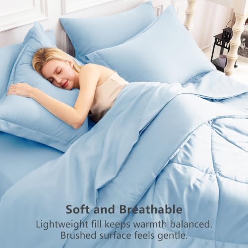 CozyLux King Comforter Set 102"x90" Baby Blue - Image 4