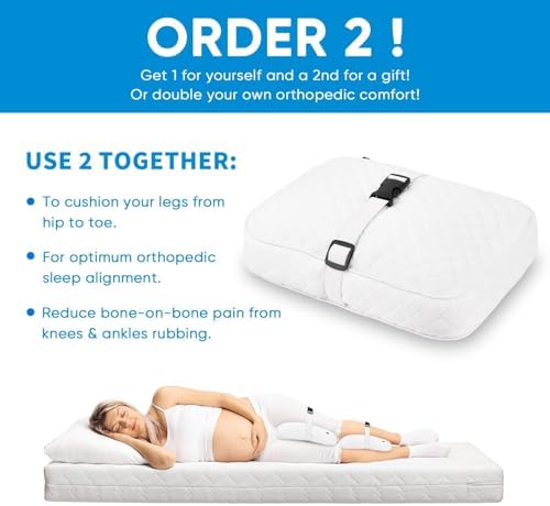 Knee Pillow with Soft Strap for Side Sleepers, Grid - Image 6