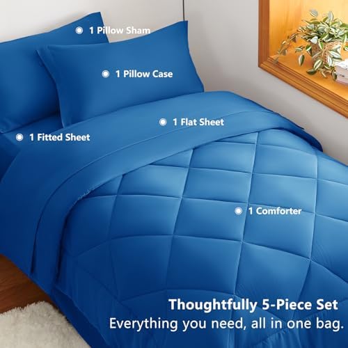 CozyLux Twin XL Comforter Set 68"x88" Classic Blue - Image 6