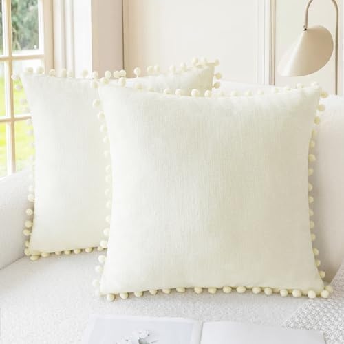CaliTime Decorative Couch Throw Pillow Covers 20 X 20 Inches Cream by CaliTime