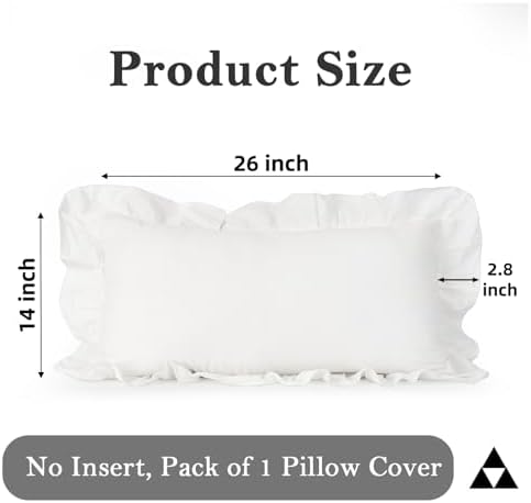 JoraLion Ruffled Lumbar Pillow Cover 14x26 Solid White - Image 4