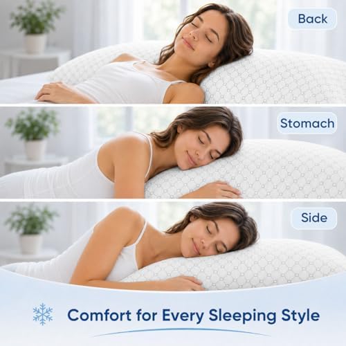 OAISZ 18 x 54'' Full Body Pillow, Long Memory Foam Bed Pillow - Image 6