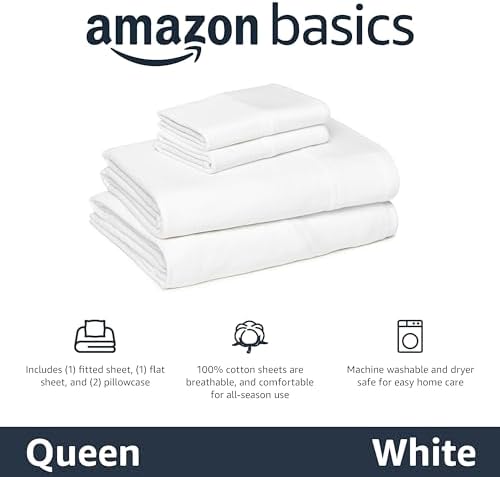 Amazon Basics 100% Cotton Jersey Bed Sheet Set, Breathable, Machine Washable - Image 2