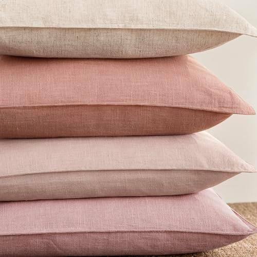Foindtower Linen Solid Decorative Throw Pillow Covers 20x20 Inch Rose Pink - Image 7