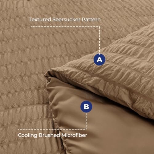 HYMOKEGE Brown Twin Comforter Set Seersucker 5 Pieces, All Season Luxury Bed in - Image 4
