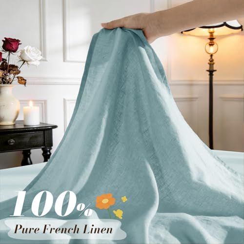SONORO KATE 100% French Linen Queen Size Sheets Set, Natural Flax Bedding - Image 2