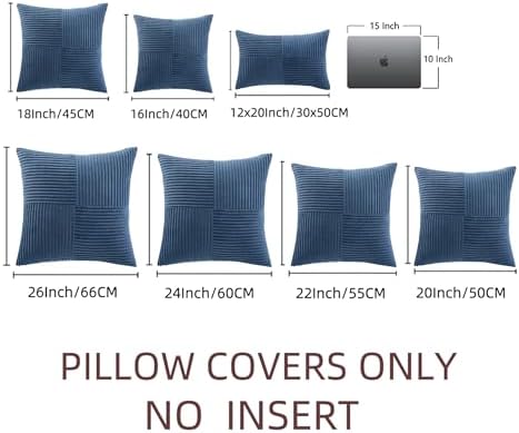 Fancy Homi 2 Packs Dusty Blue Euro Decorative Throw Pillow Covers 26x26 Inch - Image 6