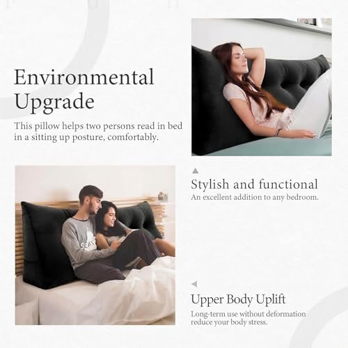 Bed Wedge Headboard Pillow King Bedrest Reading Pillow - Image 3