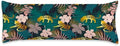 Body Pillow Cover with Zipper, Tropical Flowers Palm Leaves Jaguar Imitation by Unknown