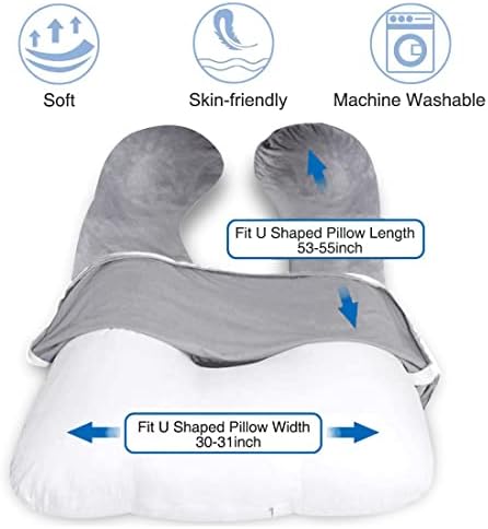 MOON PINE Pregnancy Pillow Cover, U Shaped Body Pillow Cover Only, Velvet - Image 2