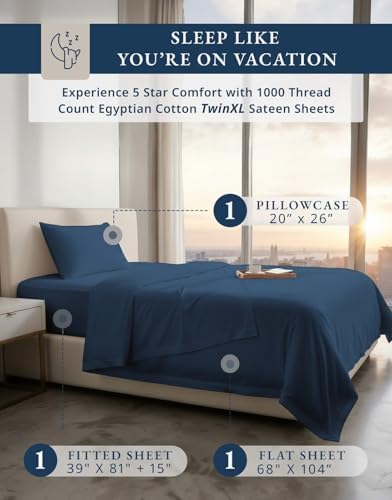 LANE LINEN Twin XL Sheets Deep Pockets 100% Egyptian Cotton - Image 2