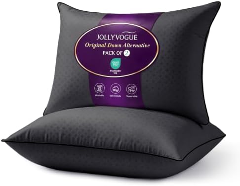 JOLLYVOGUE Black Pillows King Size Set of 2, Washable Supportive Firm Bed by JOLLYVOGUE