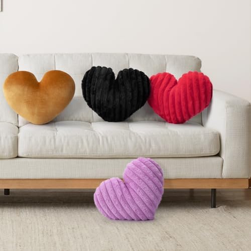 16 Inch Lavender Heart Pillow Valentine Soft Decorative Throw Pillows - Image 2