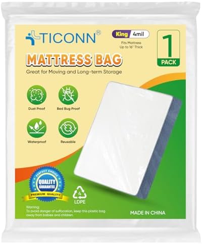 TICONN 1PK Plastic Mattress Bags by TICONN