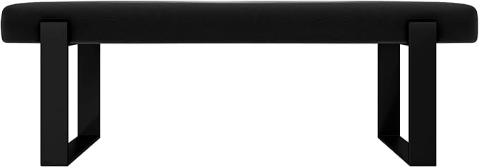 VANT Upholstered Bed Bench - Vintage Leather Jet Black - Matte Black - Contemporary Modern, Bedroom Bench Seat, Hallway, or Entryway