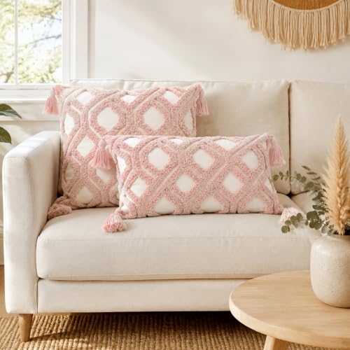 Lumbar Boho Pillow Covers 12x20 Tufted - Image 3