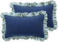 patdrea Vintage Navy Blue Linen Throw Pillow Covers by patdrea
