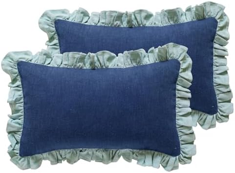 patdrea Vintage Navy Blue Linen Throw Pillow Covers by patdrea