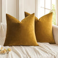 MIULEE 24x24 Inch Pack of 2 Euro Velvet Throw Pillow Covers Mustard Yellow by MIULEE