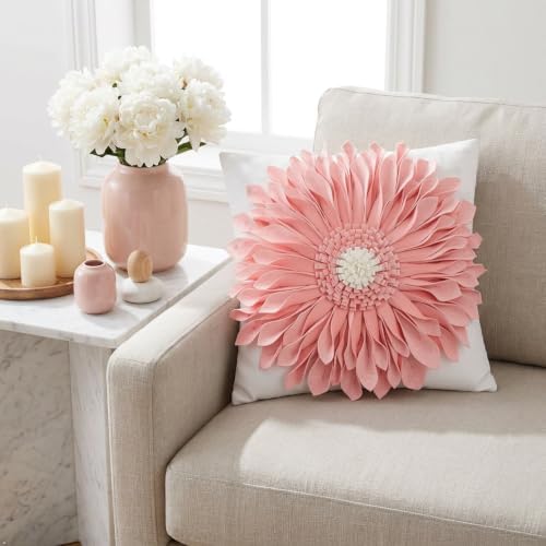 OiseauVoler 3D Sunflower Handmade Throw Pillow Covers Decorative Pink - Image 6
