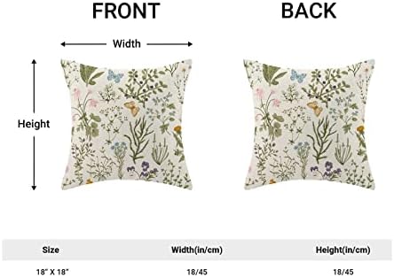 Spring Sage Green Wild Flower Pillow Covers 18x18 Set of 2 - Image 4