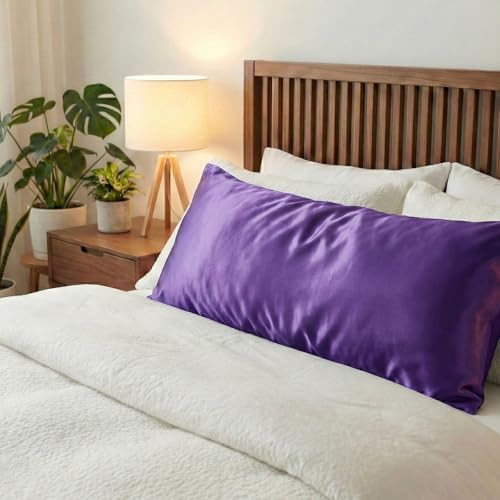 1 Pack Satin Pillowcase Purple Body Size 20x54 Inch - Image 4