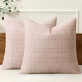 MIULEE Linen Plaid Pillow Covers Decorative 20x20 Light Pink by MIULEE