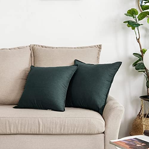 Jeanerlor Set of 2 Decorative 26"x26" Cotton Linen Chair Throw Pillow Case Green - Image 3