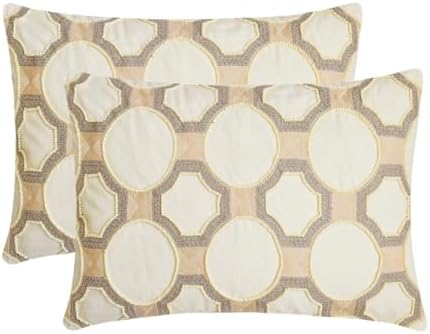 The HomeCentric Luxury Lumbar Pillow Cover Ivory 12"x14" Cotton Linen Embroidery - Image 4