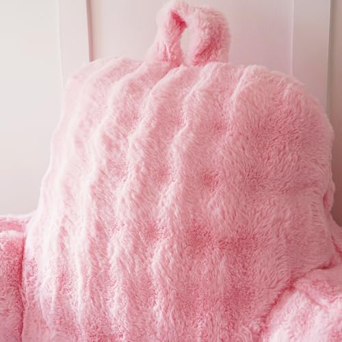 Faux Fur Reading Pillow for Sitting in Bed, Large Backrest Bed Pillow - Image 5