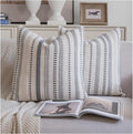 Cethom Grey Boho Throw Pillow Covers 18x18 Inch Set of 2, Stripe Textured by Cethom