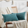 Fancy Homi 2 Packs Teal Lumbar Decorative Throw Pillow Covers 12x20 Inch by Fancy+Homi
